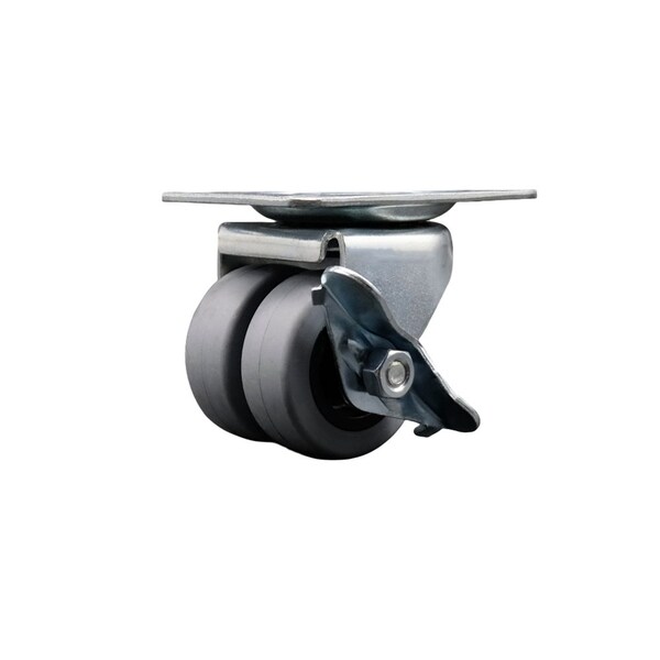 Service Caster Low Profile Thermoplastic 2'' Dual Wheel Top Plate Swivel Caster with Brake SCC-DW04S21316-TPRS-SLB - main
